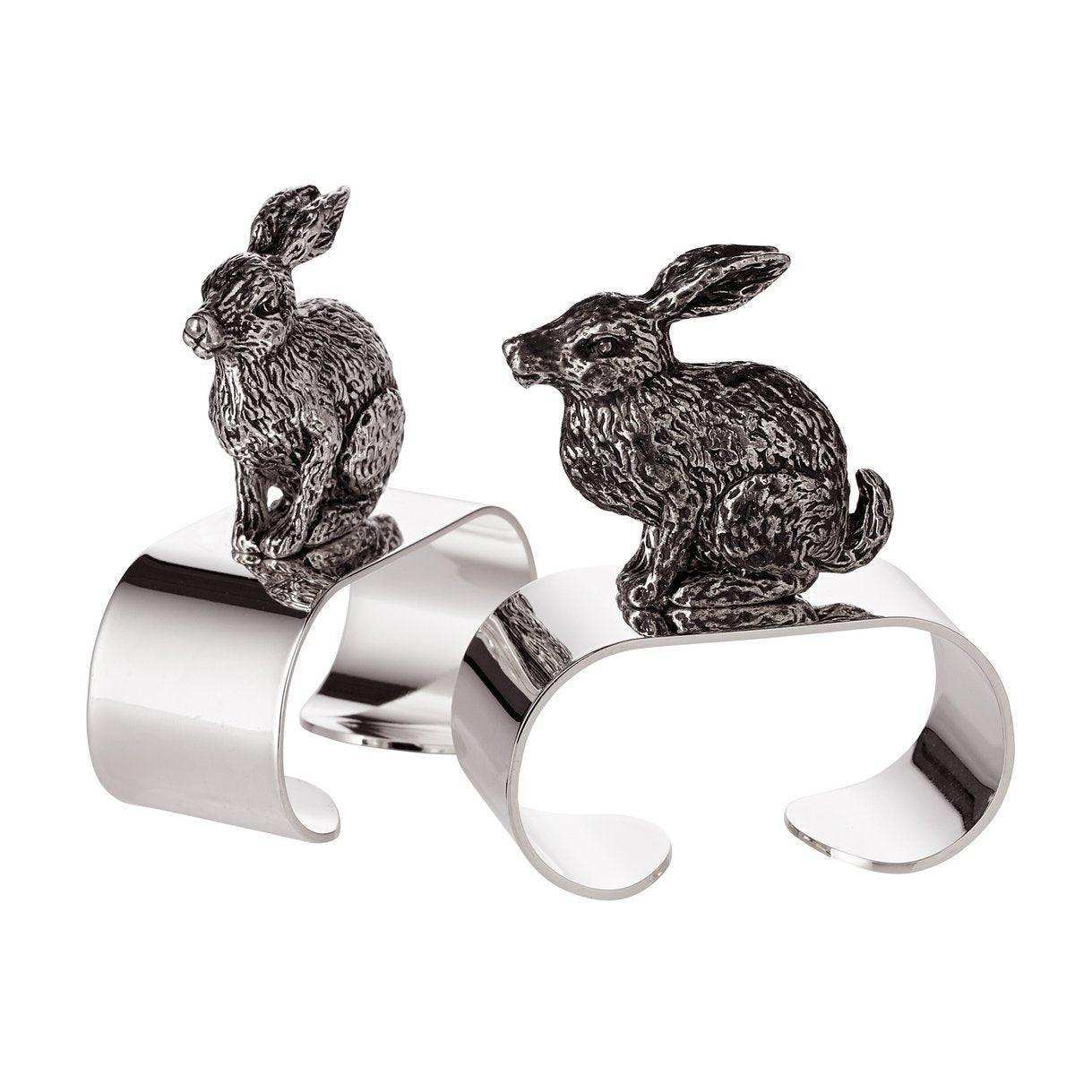 2er Set Edelstahl Serviettenring Hase sitzend edel versilbert - HomeDesign Knaus