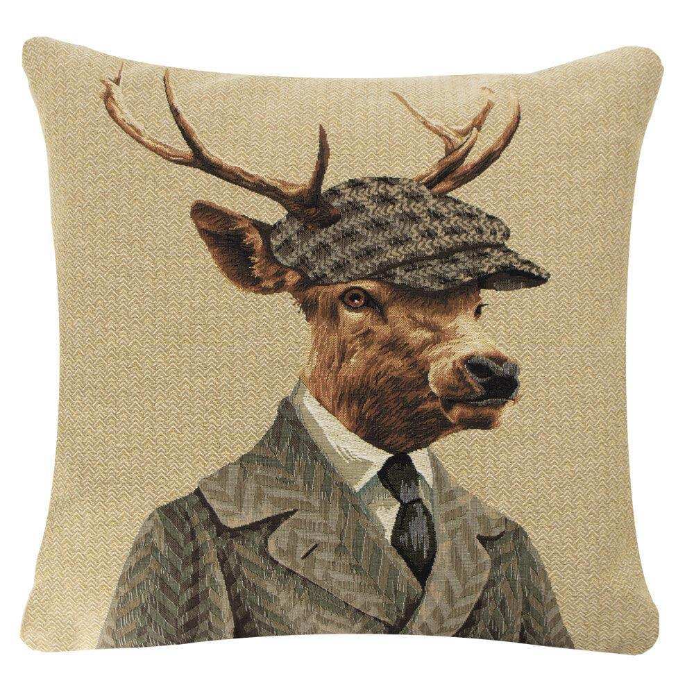 2er Set Gobelin Kissen Jäger Haube Hirsch 45x45cm - HomeDesign Knaus