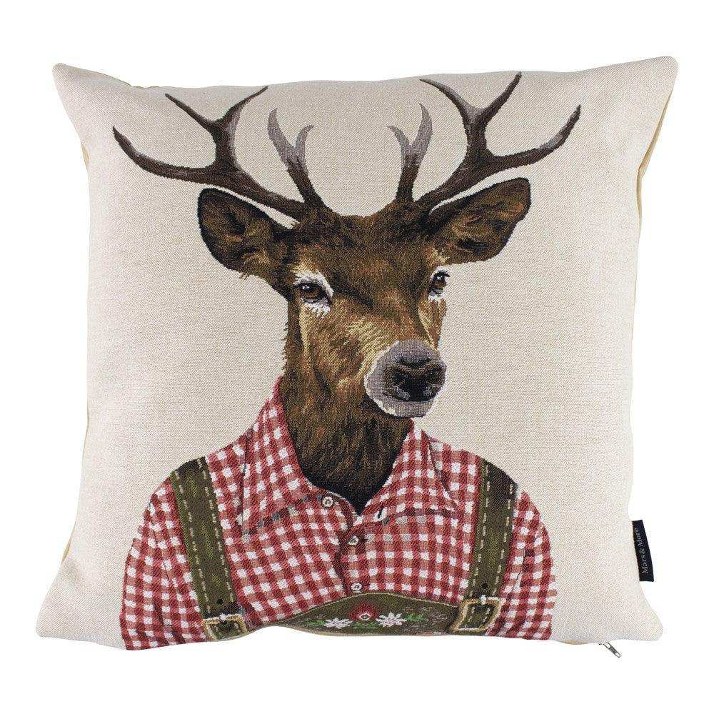 2er Set Gobelin kissen Tiroler Hirsch rot 45x45cm - HomeDesign Knaus