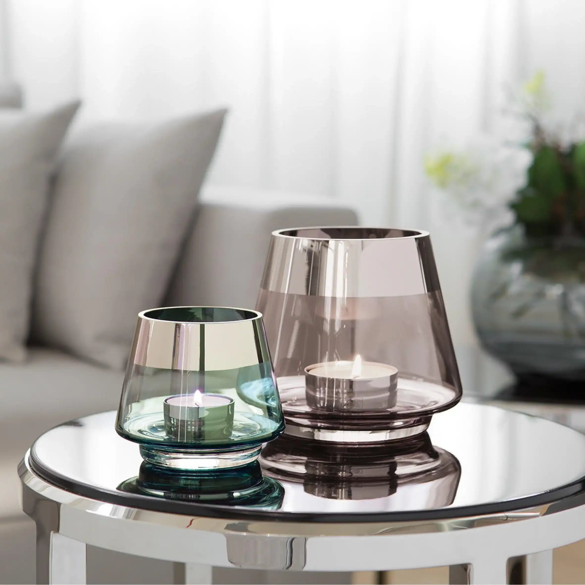 2er Set Jona Teelichthalter mit Platinrand - HomeDesign Knaus