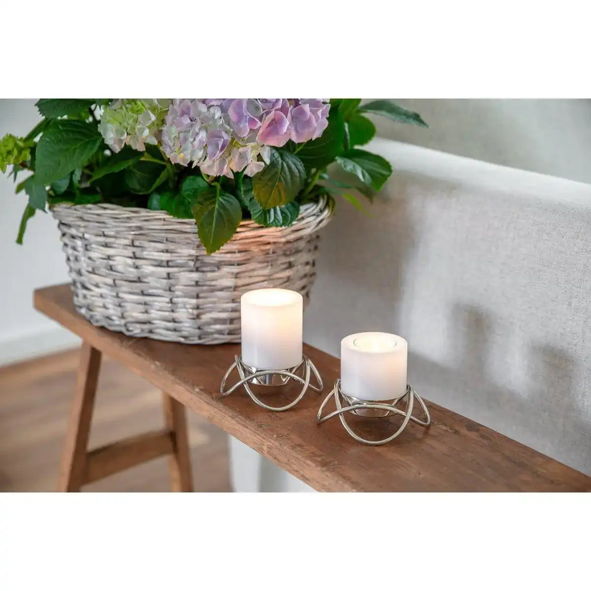 2er Set Kerzenhalter Bastia Edelstahl hochglanz - HomeDesign Knaus