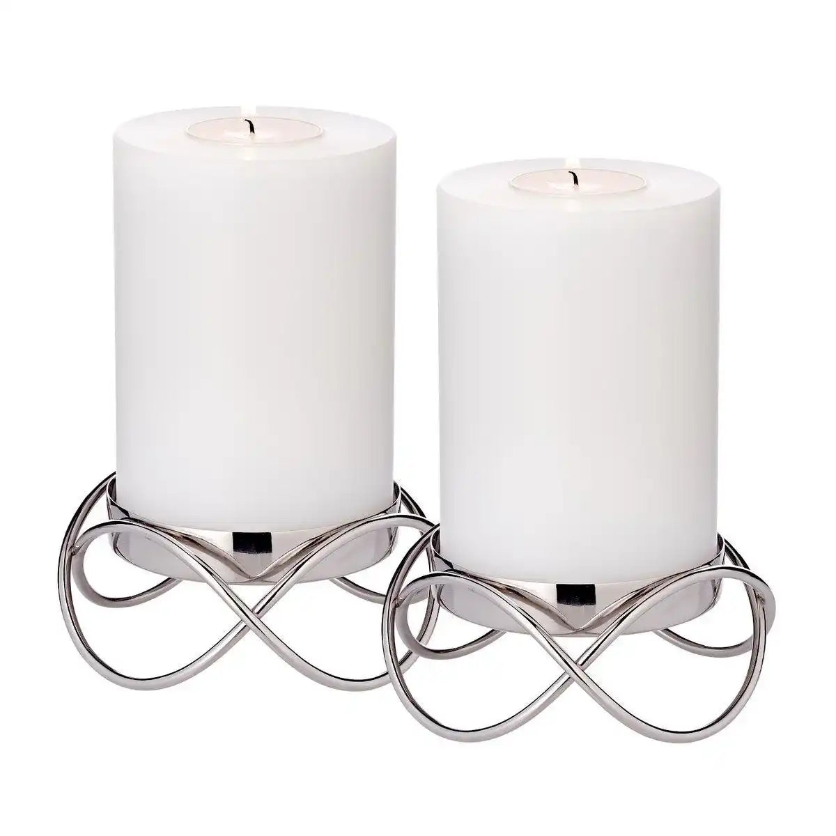 2er Set Kerzenhalter Bastia in silber H 4,5 cm - HomeDesign Knaus