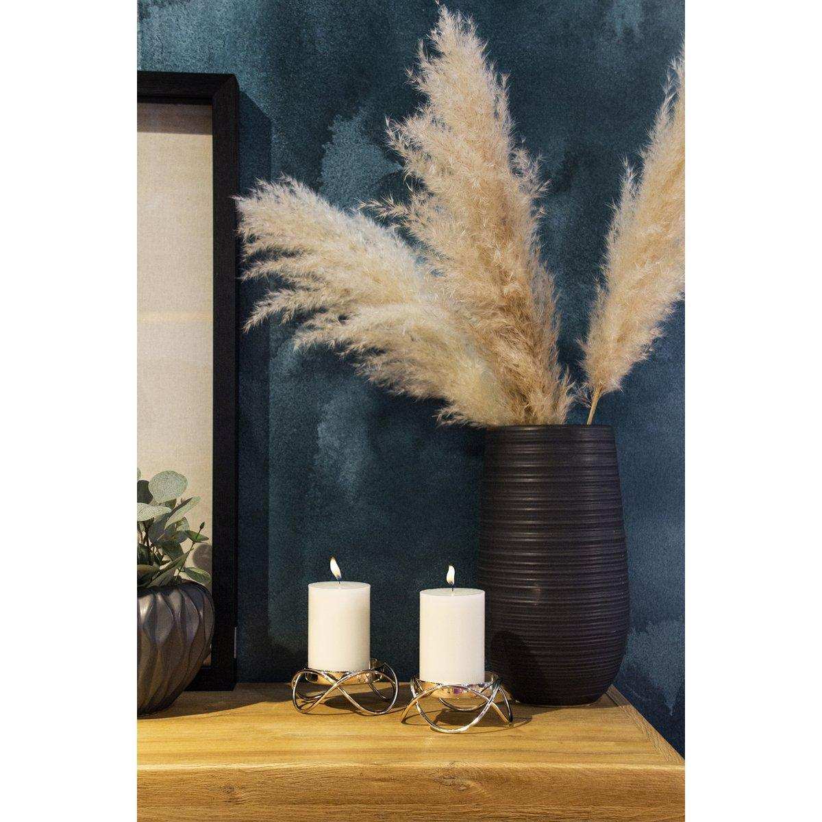 2er Set Kerzenhalter Bastia in silber H 4,5 cm - HomeDesign Knaus