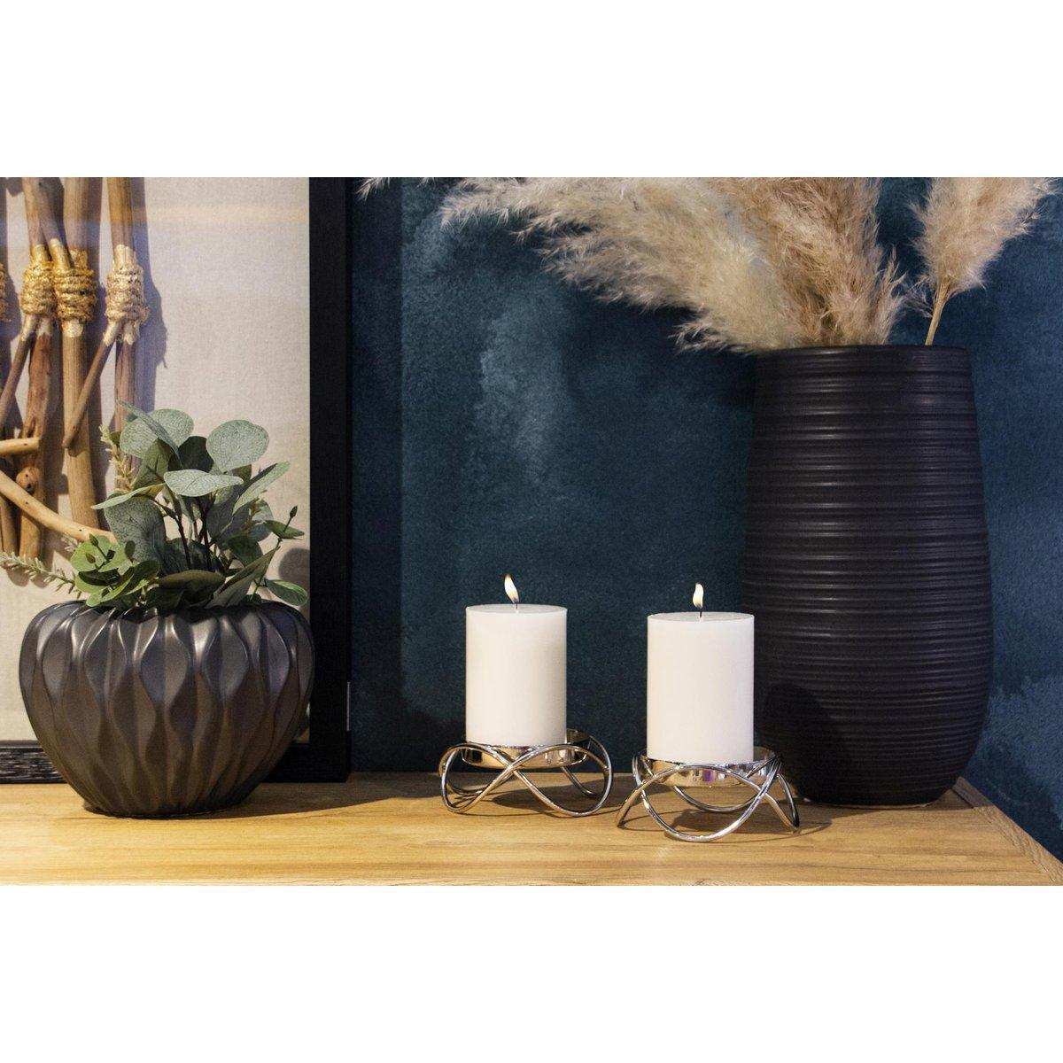 2er Set Kerzenhalter Bastia in silber H 4,5 cm - HomeDesign Knaus