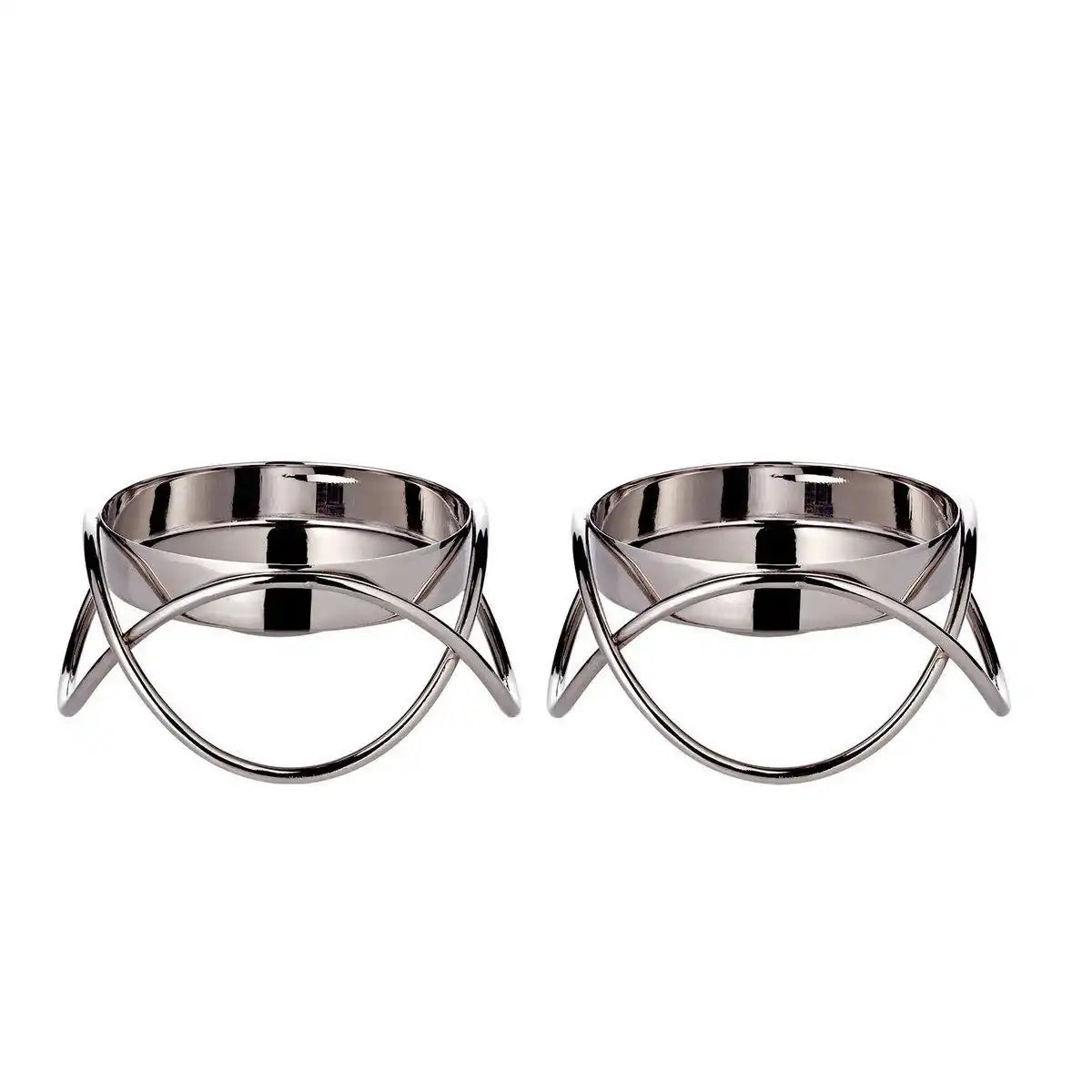 2er Set Kerzenhalter Bastia in silber H 4,5 cm - HomeDesign Knaus