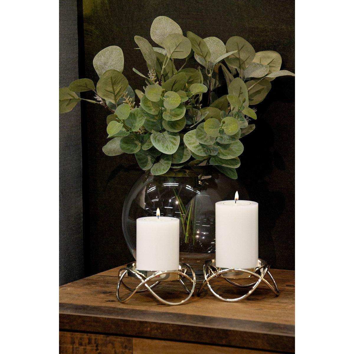 2er Set Kerzenhalter Bastia in silber H 4,5 cm - HomeDesign Knaus