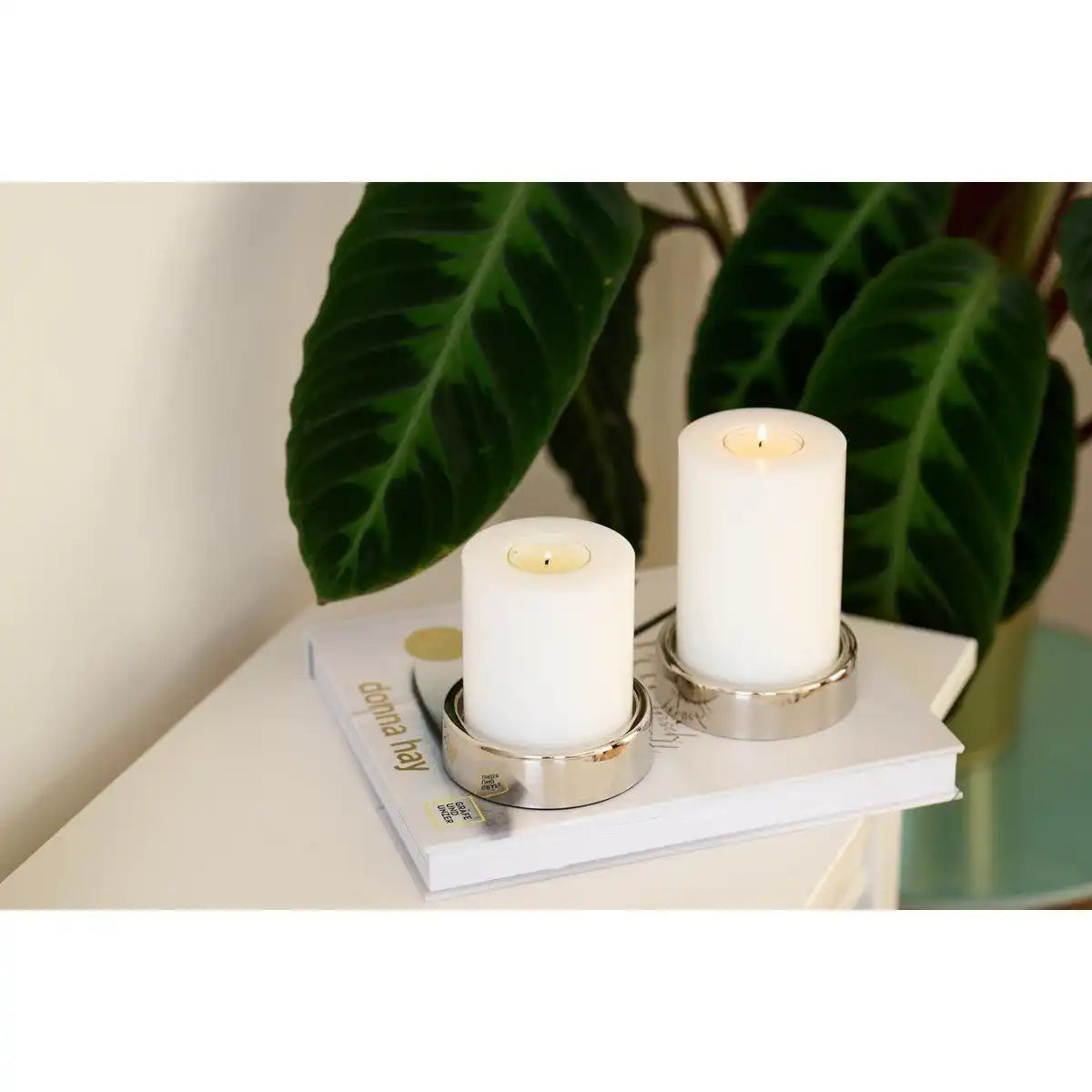 2er Set Kerzenständer Sanremo edel versilbert Stumpenkerzen - HomeDesign Knaus