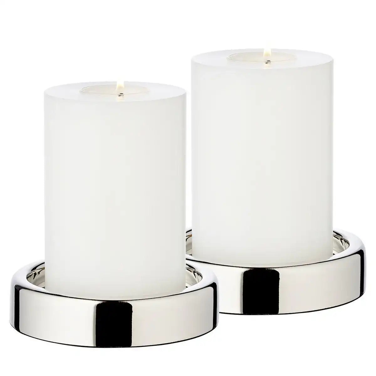 2er Set Kerzenständer Sanremo edel versilbert Stumpenkerzen - HomeDesign Knaus