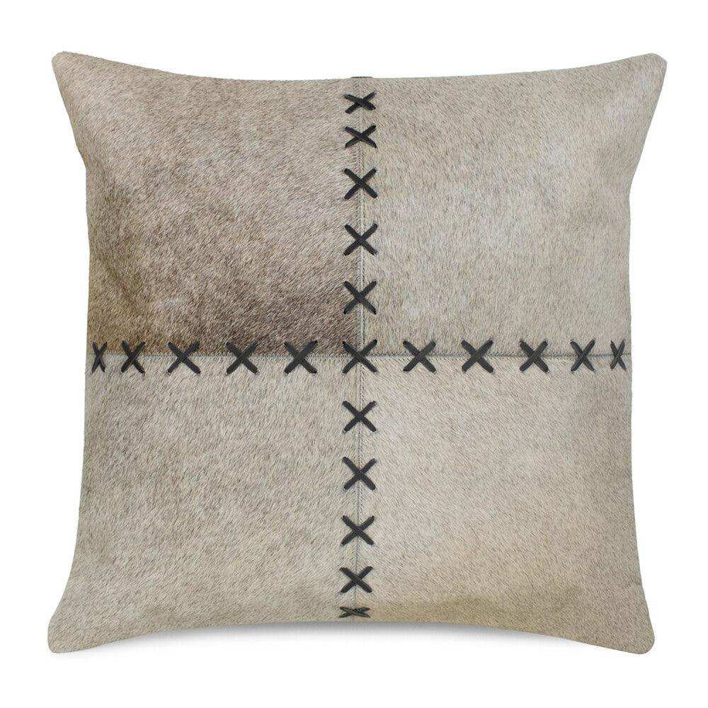 2er Set Kuhfell Echtes Fell Kissen Kuh grau 45x45cm - HomeDesign Knaus