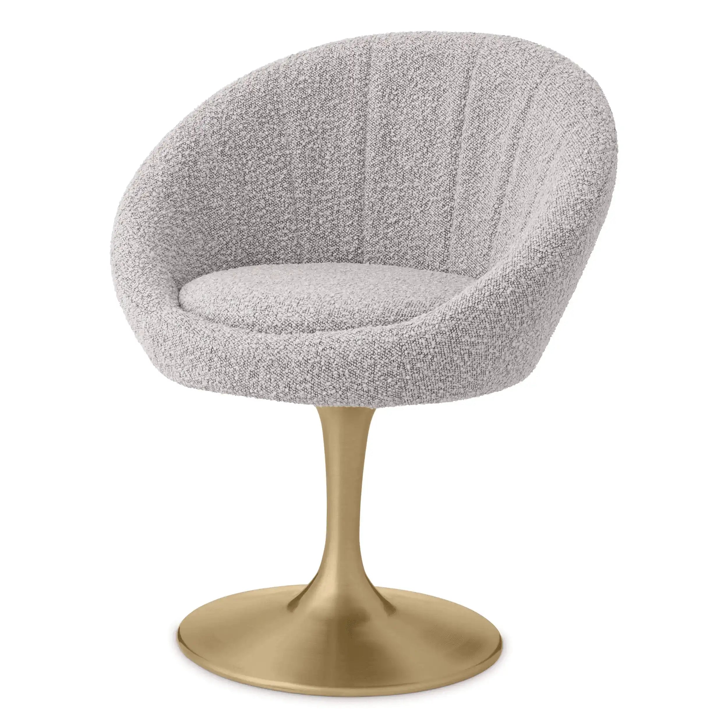 2er Set Oneill Esszimmerstuhl Sessel Polyester Drehfuß mit gebürstetem Messingfinish - HomeDesign Knaus
