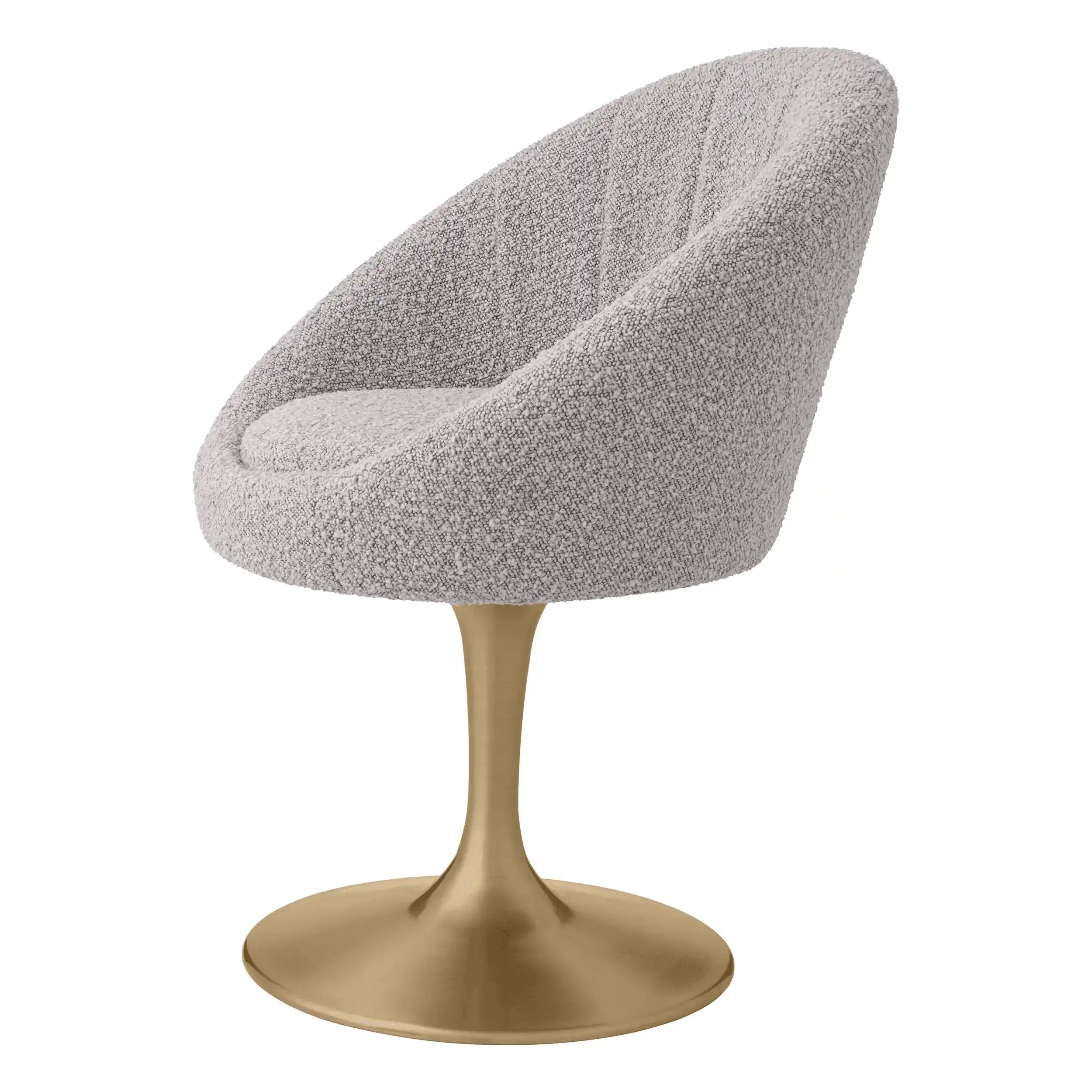 2er Set Oneill Esszimmerstuhl Sessel Polyester Drehfuß mit gebürstetem Messingfinish - HomeDesign Knaus