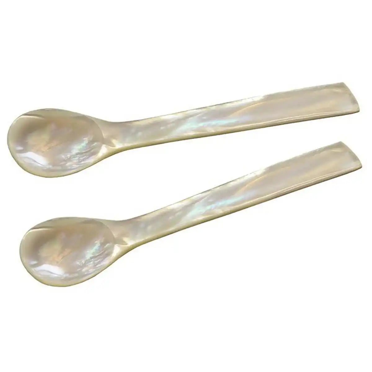 2er Set Perlmuttlöffel Kaviarlöffel Eierlöffel, gerade Ecken, Länge 11 cm - HomeDesign Knaus
