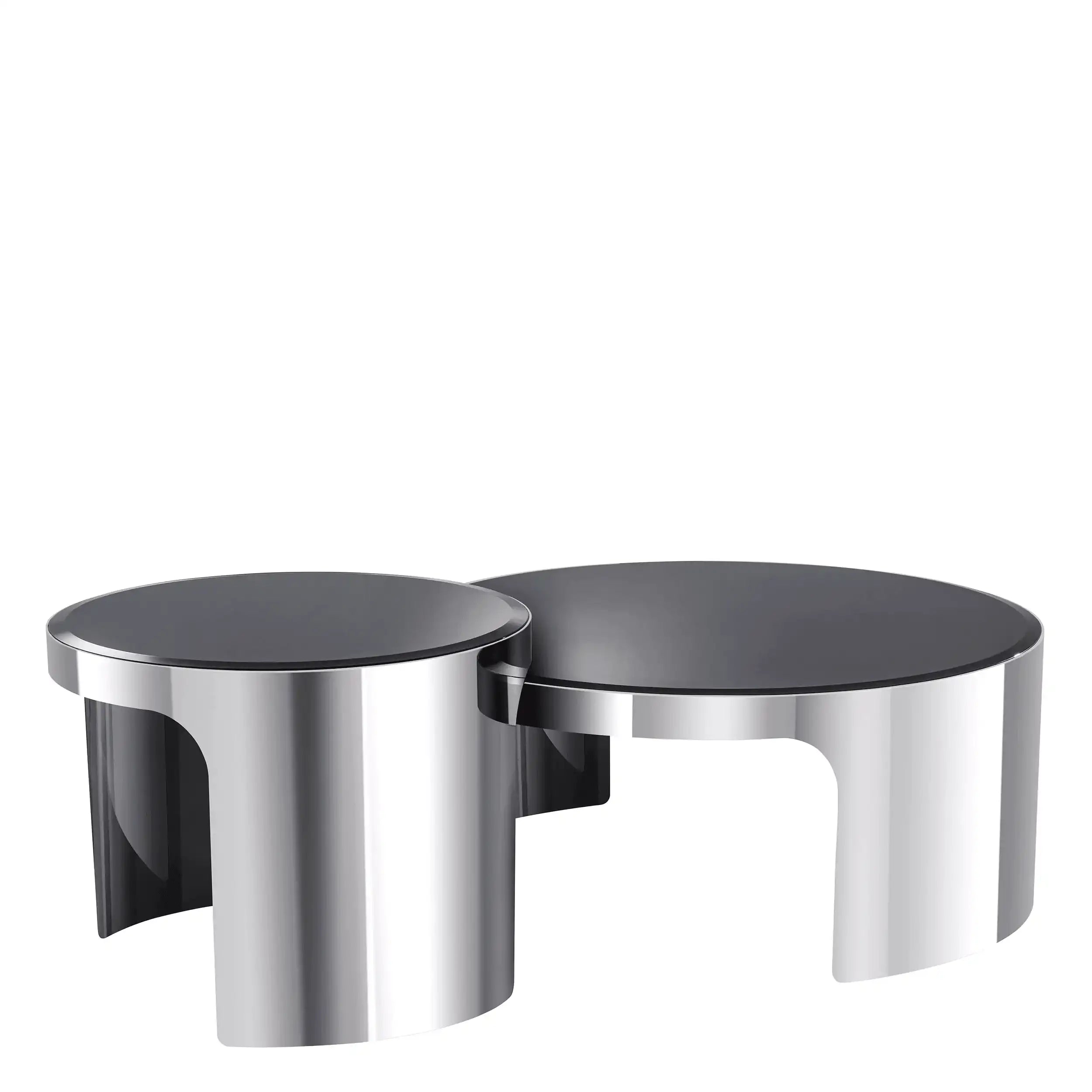2er Set Piemonte Couchtisch Wohnzimmertisch Polierter Edelstah Panzerglas - HomeDesign Knaus