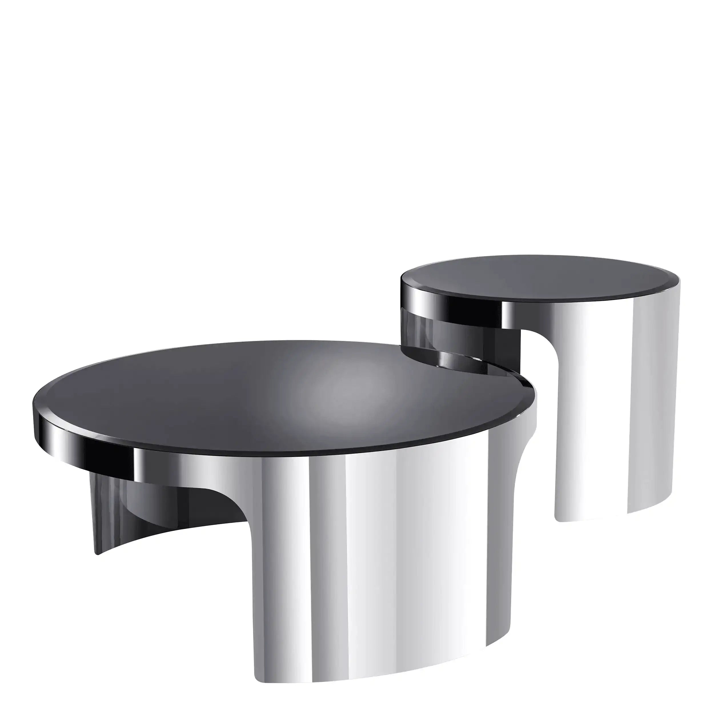 2er Set Piemonte Couchtisch Wohnzimmertisch Polierter Edelstah Panzerglas - HomeDesign Knaus