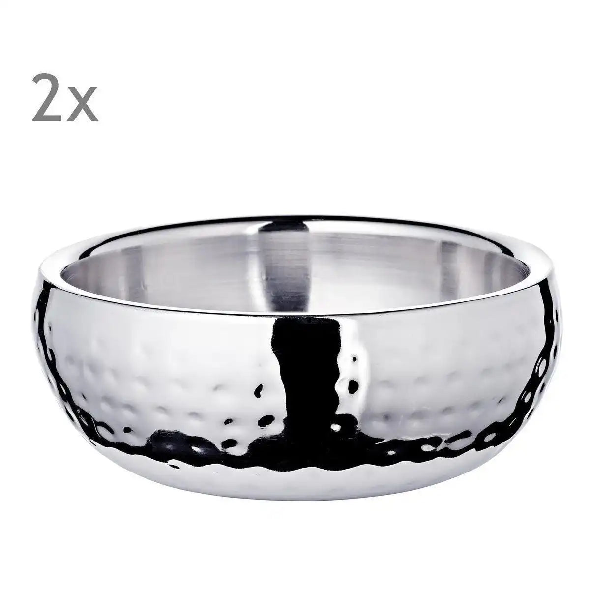 2er Set Schale Pluto Edelstahl hochglanzpoliert gehämmert 12 cm - HomeDesign Knaus