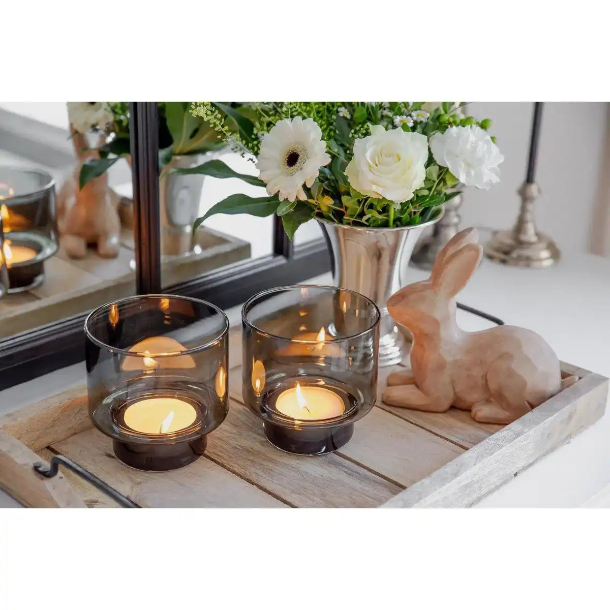 2er Set Windlicht Marla Kerzenständer mundgeblasenes Glas 11 cm - HomeDesign Knaus