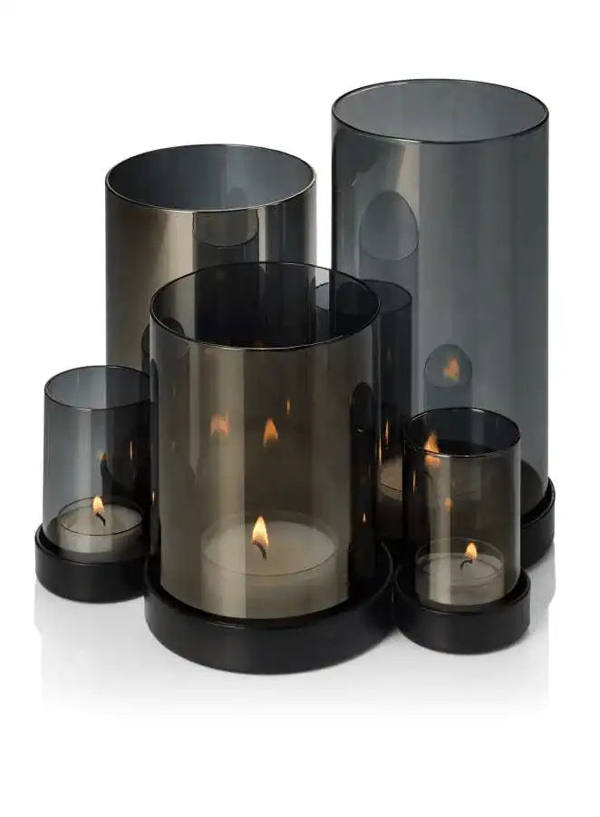 3D Windlicht Stahl pulverbeschichtet Rauchglas - HomeDesign Knaus