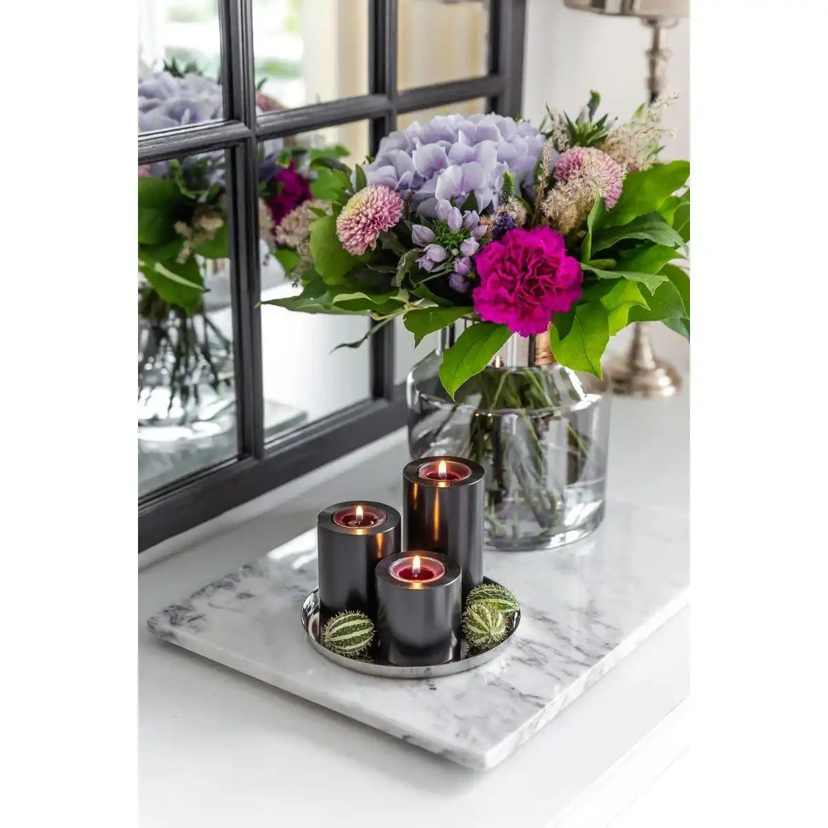 3er-Set Dauerkerze Cornelius schwarz Teelichthalter hitzebeständig 90° - HomeDesign Knaus