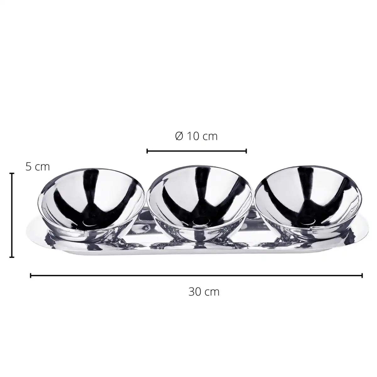 3er Set Schalen Asti auf Tablett Edelstahl hochglanzpoliert - HomeDesign Knaus