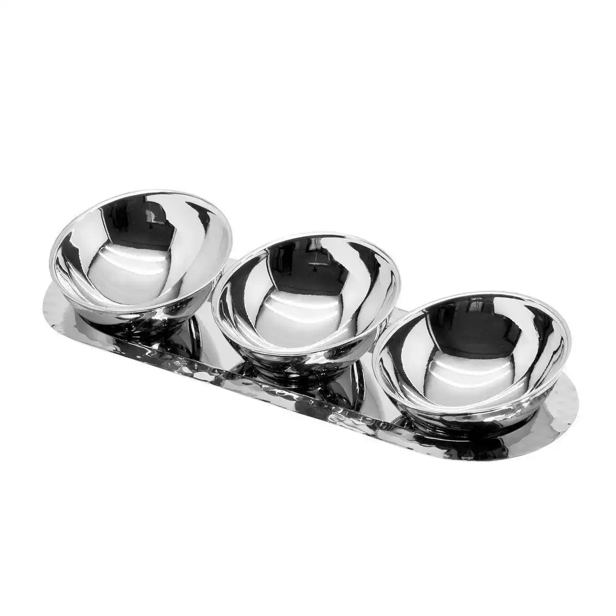 3er Set Schalen Asti auf Tablett Edelstahl hochglanzpoliert - HomeDesign Knaus