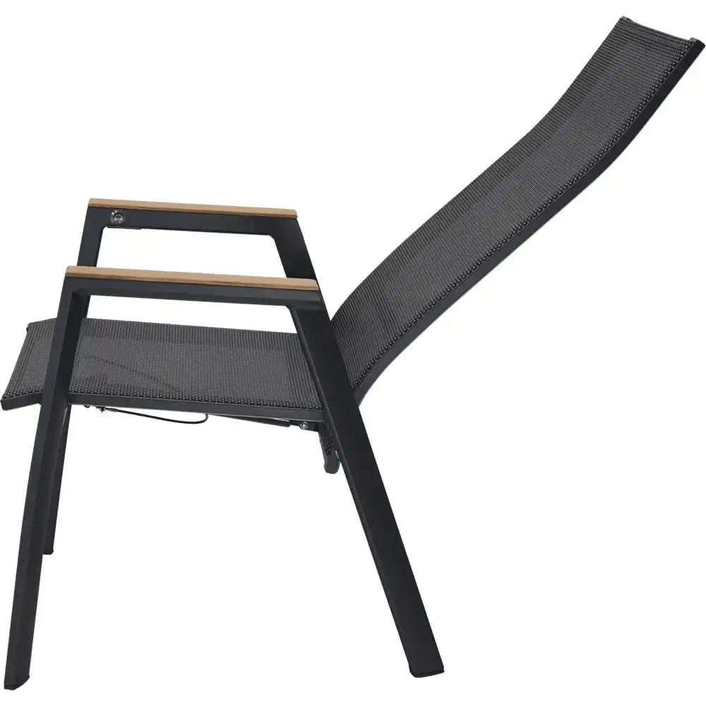 4er Gartenstuhl Hochlehner Amir Teak Negro verstellbar - HomeDesign Knaus