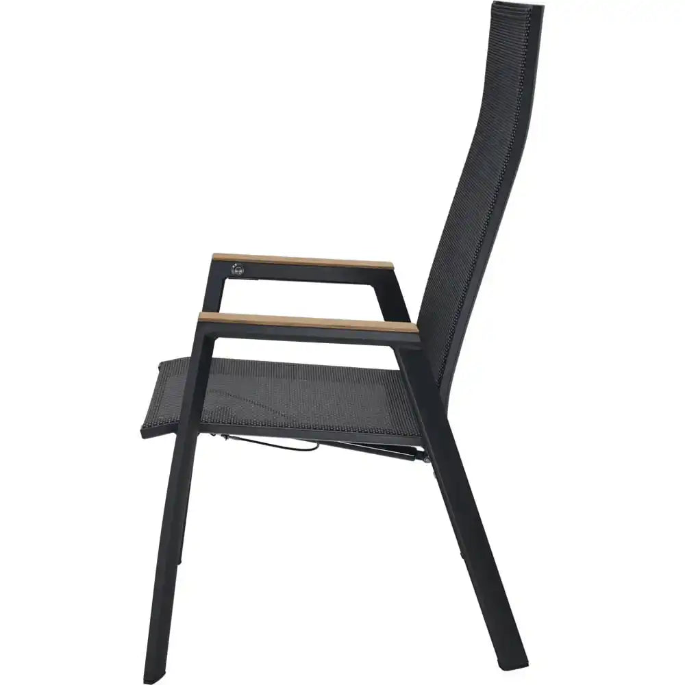 4er Gartenstuhl Hochlehner Amir Teak Negro verstellbar - HomeDesign Knaus