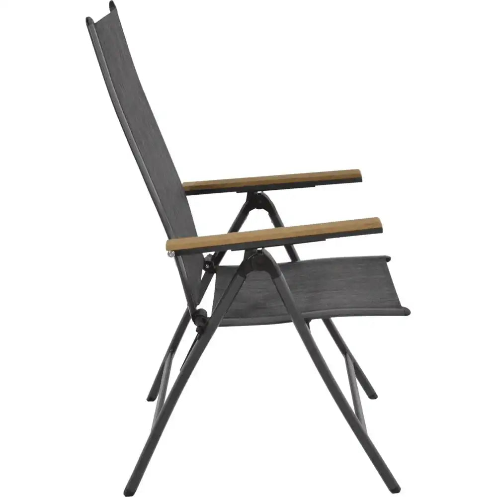 4er Set Aluminium Gartenstuhl Hochlehner Klappsessel Anthrazit - HomeDesign Knaus