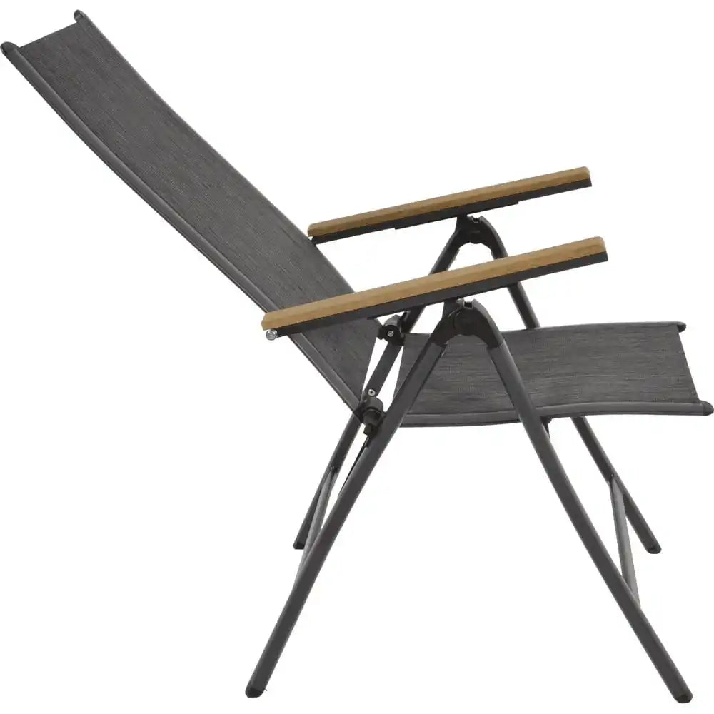 4er Set Aluminium Gartenstuhl Hochlehner Klappsessel Anthrazit - HomeDesign Knaus