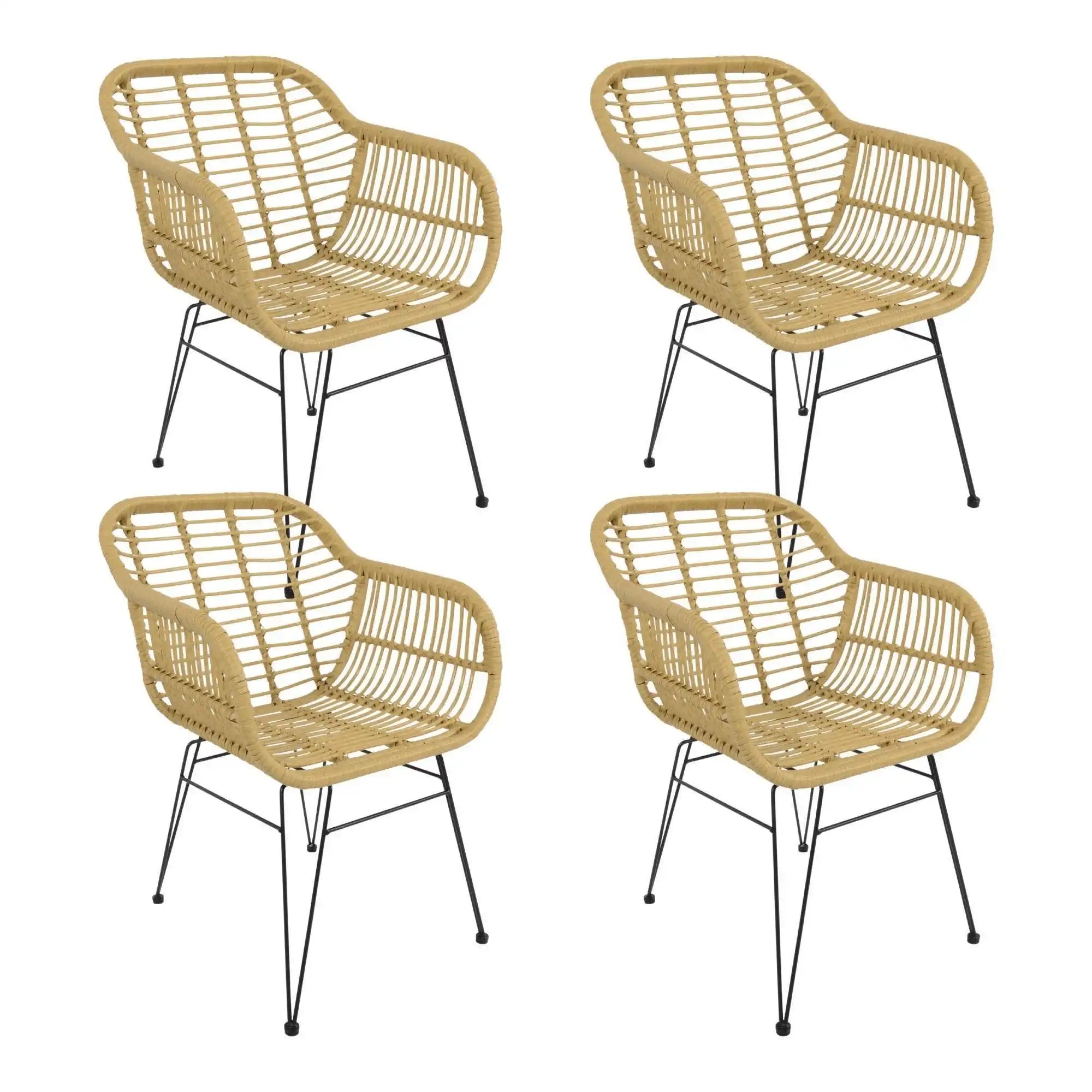 4er Set Gartenstuhl Stuhl geflochten Vero Stahlgestell - HomeDesign Knaus