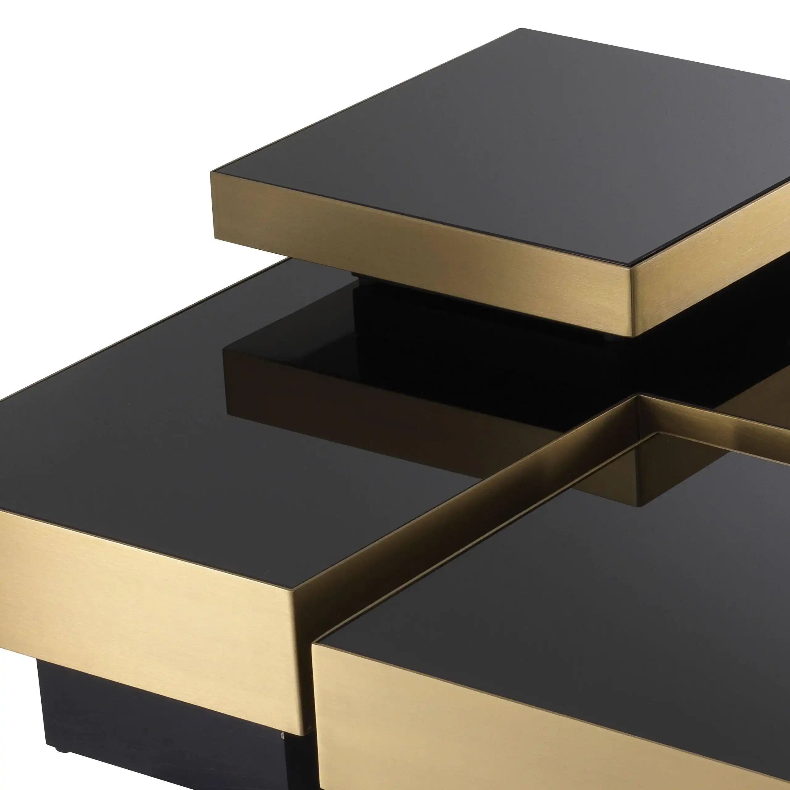 4er Set Nio Couchtisch WohnzimmertischGebürstetes Messingfinish - HomeDesign Knaus