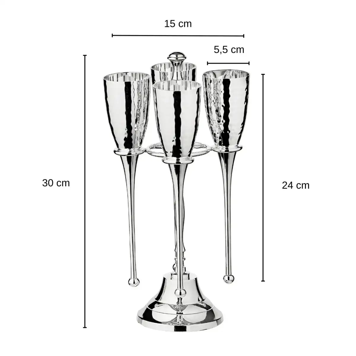4er Set Sektgläser Didi mit Ständer Champagnerglas gehämmert - HomeDesign Knaus