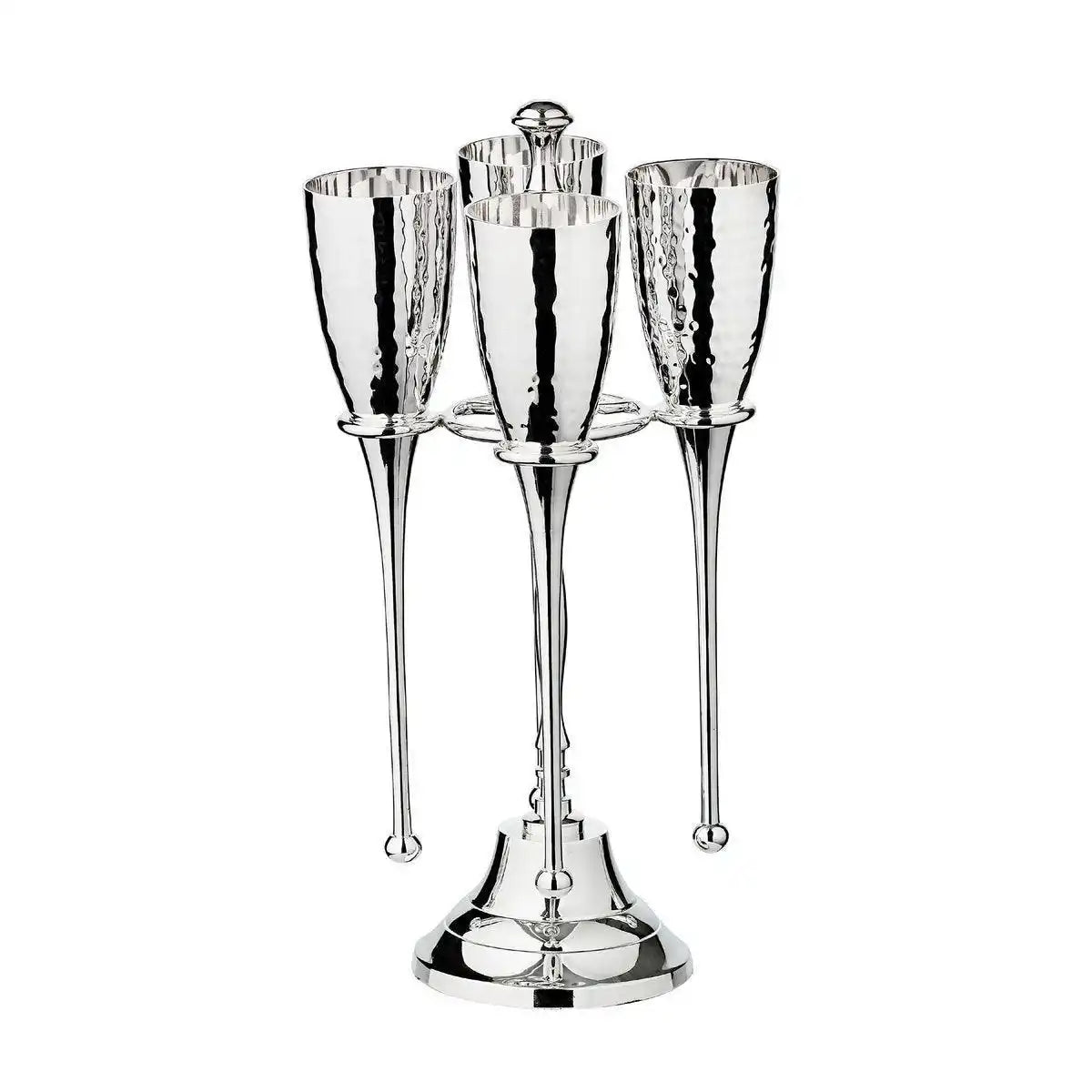 4er Set Sektgläser Didi mit Ständer Champagnerglas gehämmert - HomeDesign Knaus