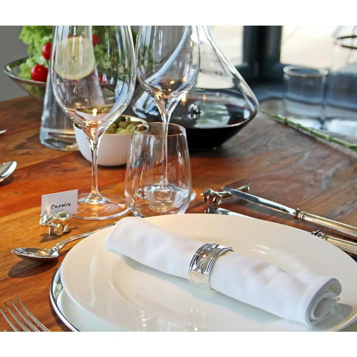 4er Set Serviettenring Faden edel versilber - HomeDesign Knaus