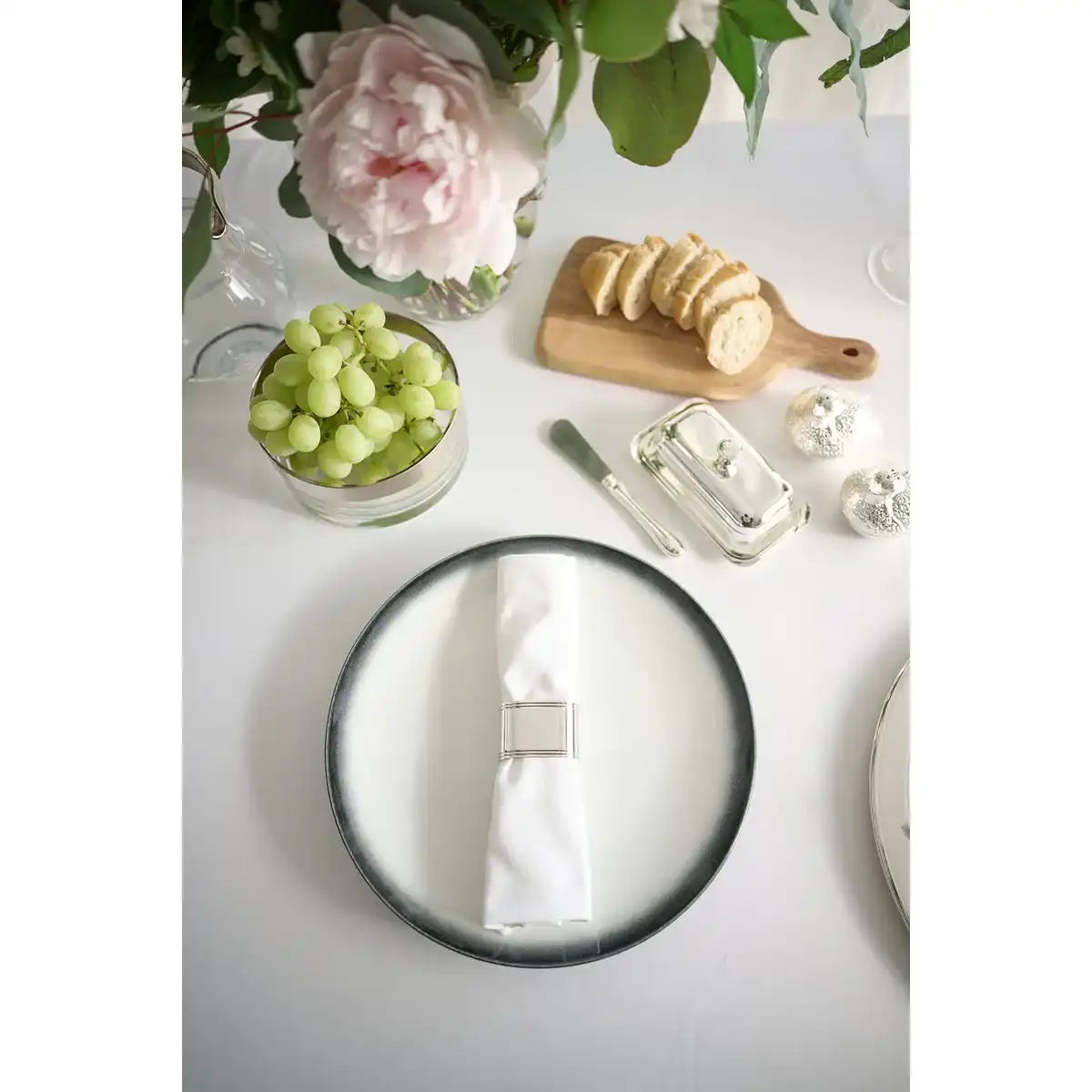 4er Set Serviettenringe Faden oval edel versilbert - HomeDesign Knaus