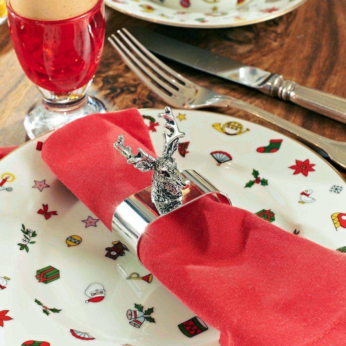 4er Set Serviettenringe Hirsch edel versilbert - HomeDesign Knaus