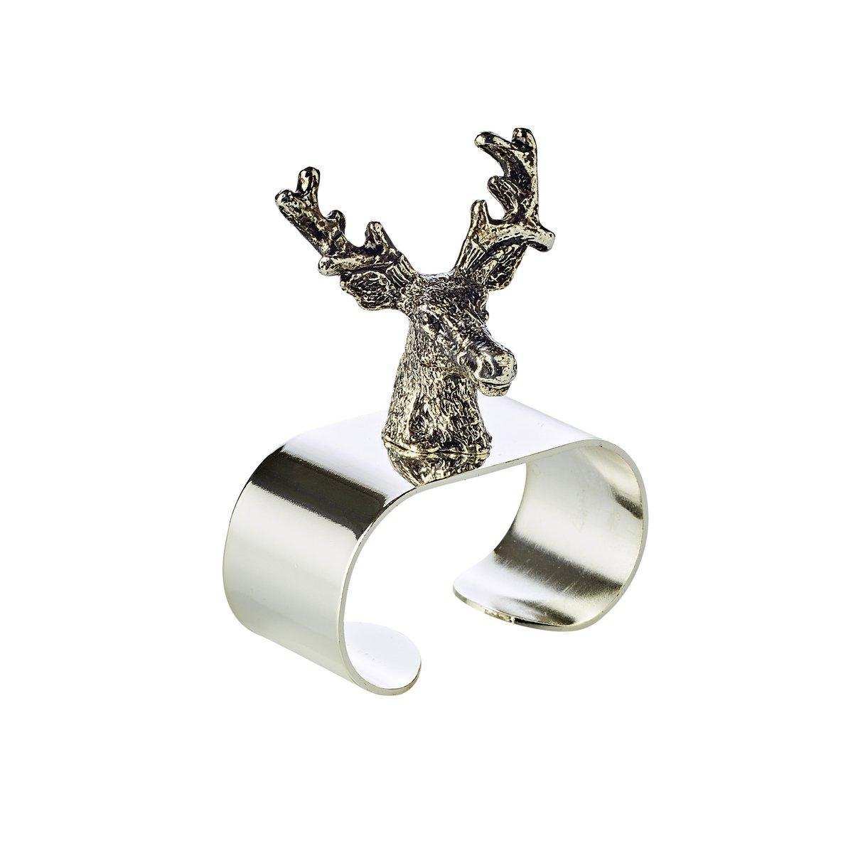 4er Set Serviettenringe Hirsch edel versilbert - HomeDesign Knaus