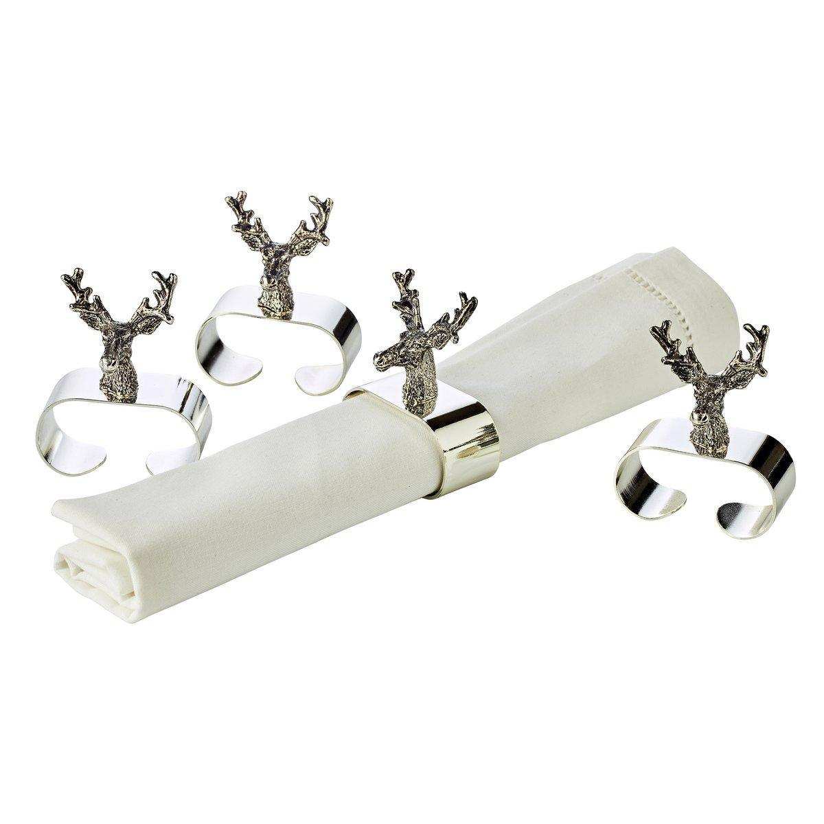4er Set Serviettenringe Hirsch edel versilbert - HomeDesign Knaus