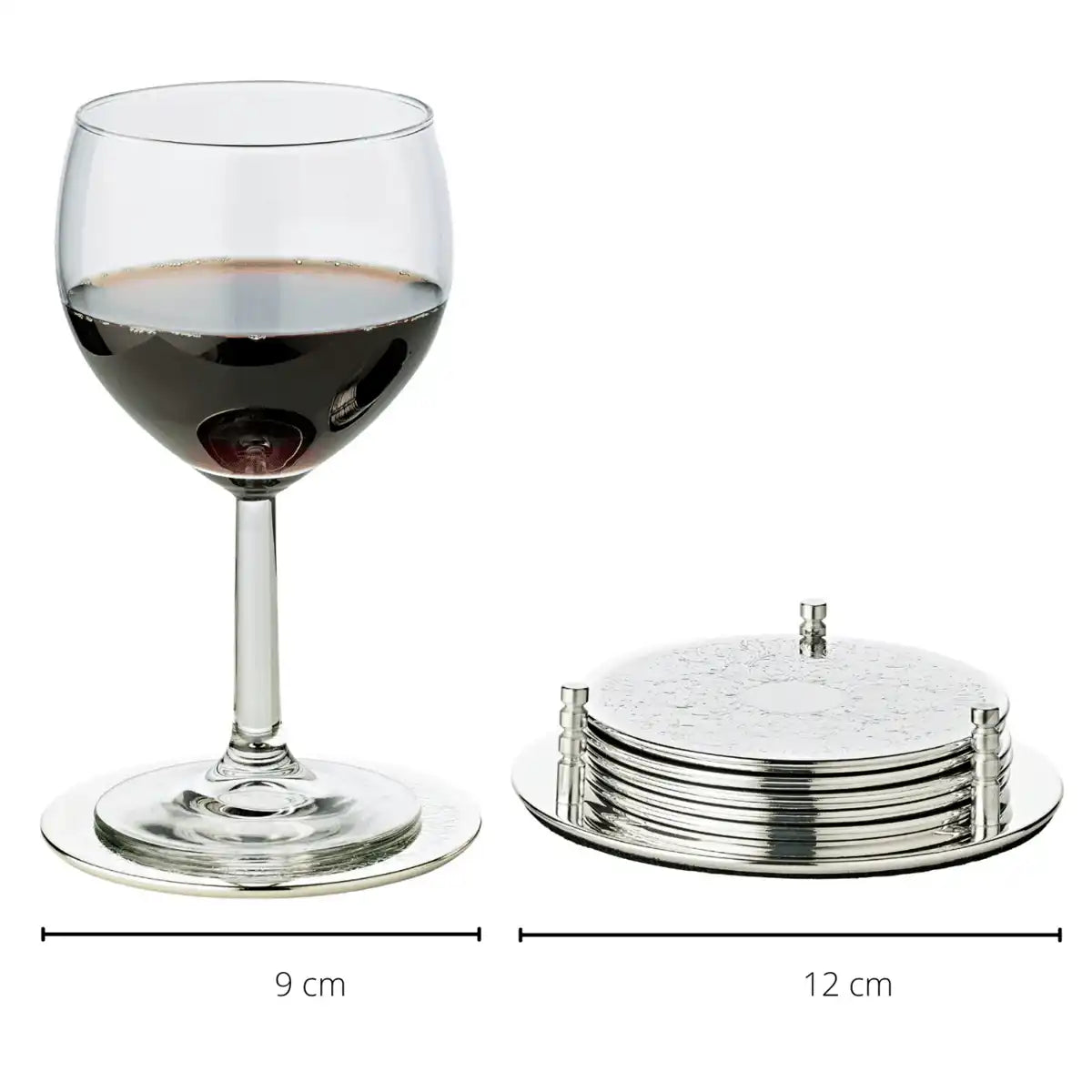 6er Set Glasuntersätzer Brügge mit Halter versilbert Durchmesser 9 cm - HomeDesign Knaus