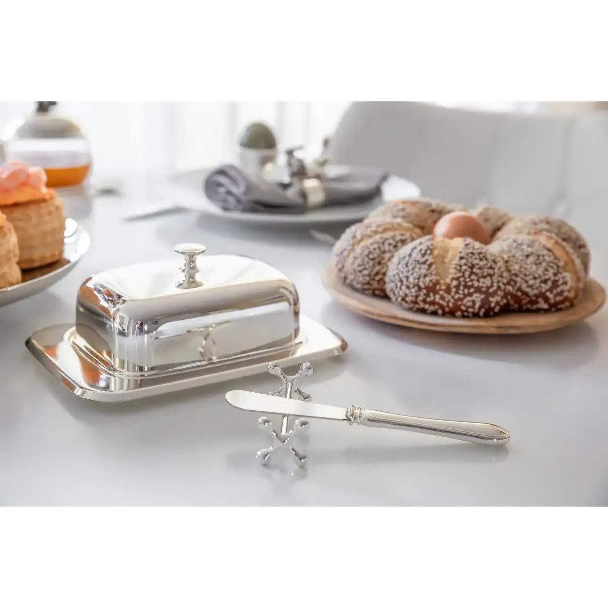 6er Set Messerbank Messerbänkchen Kreuz edel versilbert - HomeDesign Knaus