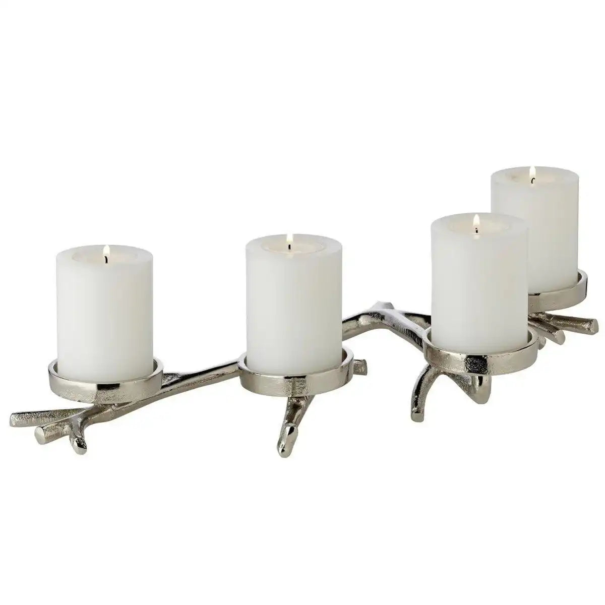 Adventskerzenhalter Zweig Aluminium silberfarben für Kerzen ø 6 cm - HomeDesign Knaus
