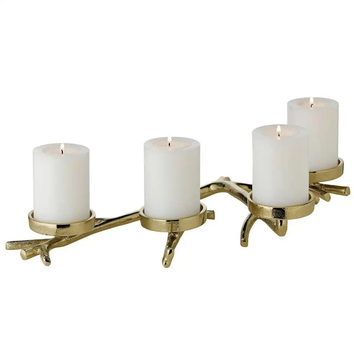 Adventskerzenhalter Zweig Aluminium vernickelt Gold - HomeDesign Knaus