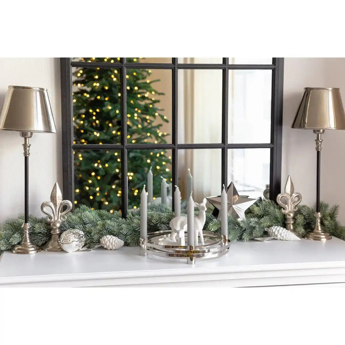 Adventskranz Avia Edelstahl Chrom poliert 30 cm - HomeDesign Knaus