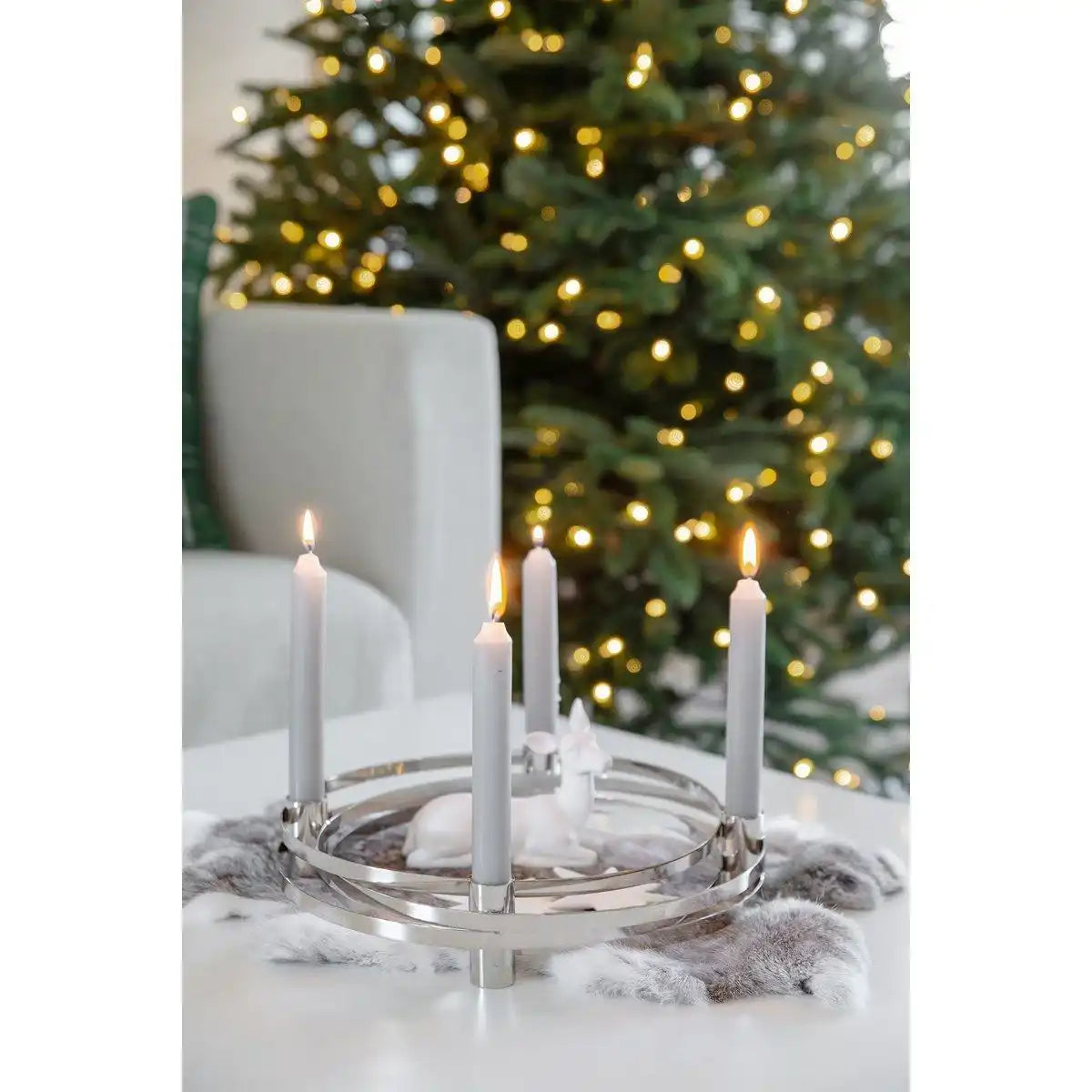 Adventskranz Avia Edelstahl Chrom poliert 30 cm - HomeDesign Knaus