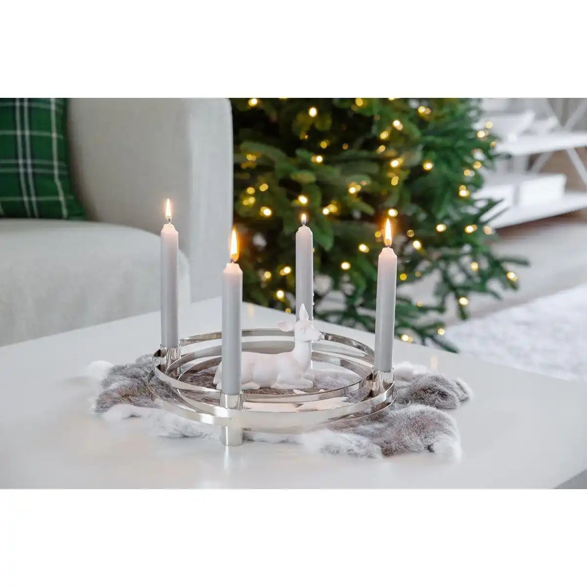 Adventskranz Avia Edelstahl Chrom poliert 30 cm - HomeDesign Knaus