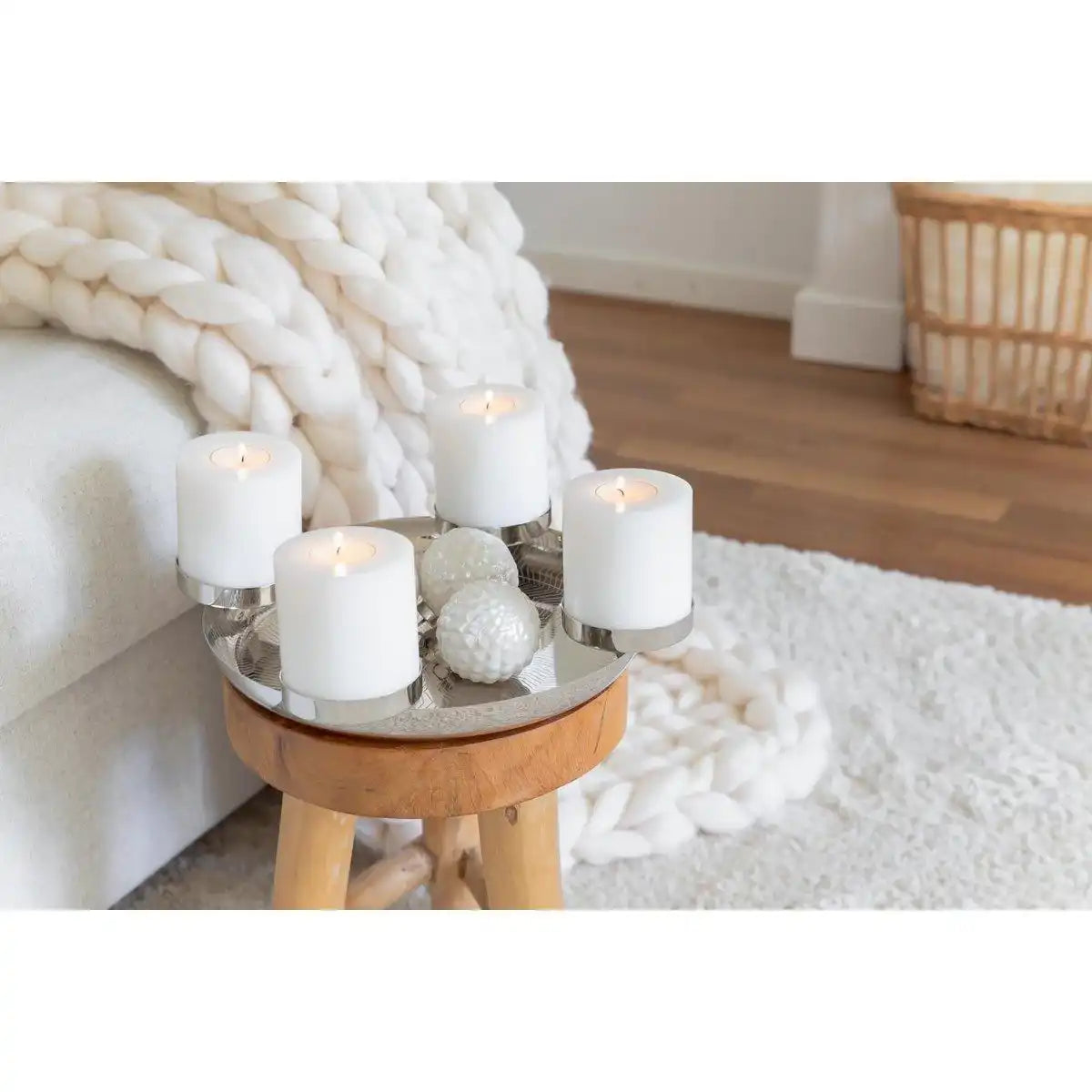 Adventskranz Kaya Edelstahl silberfarben 36 cm - HomeDesign Knaus