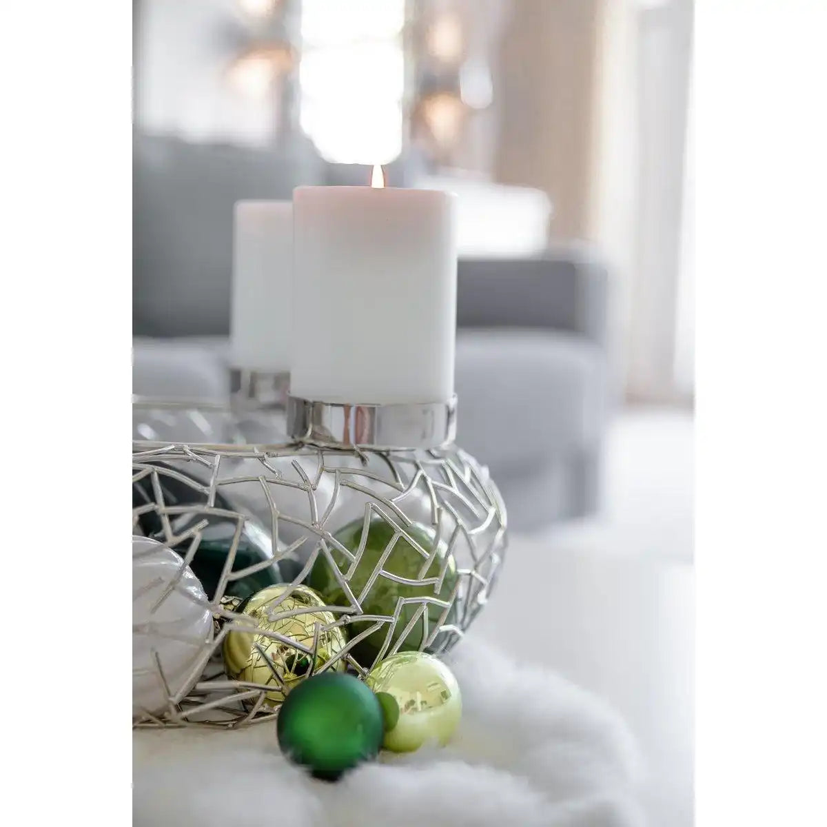 Adventskranz Milano, Edelstahl glänzend vernickelt, Durchmesser 28 cm, für Stumpenkerzen ø 6 cm - HomeDesign Knaus