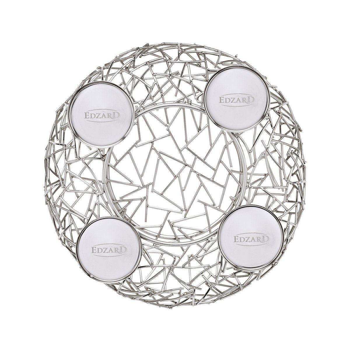 Adventskranz Milano, Edelstahl glänzend vernickelt, Durchmesser 28 cm, für Stumpenkerzen ø 6 cm - HomeDesign Knaus