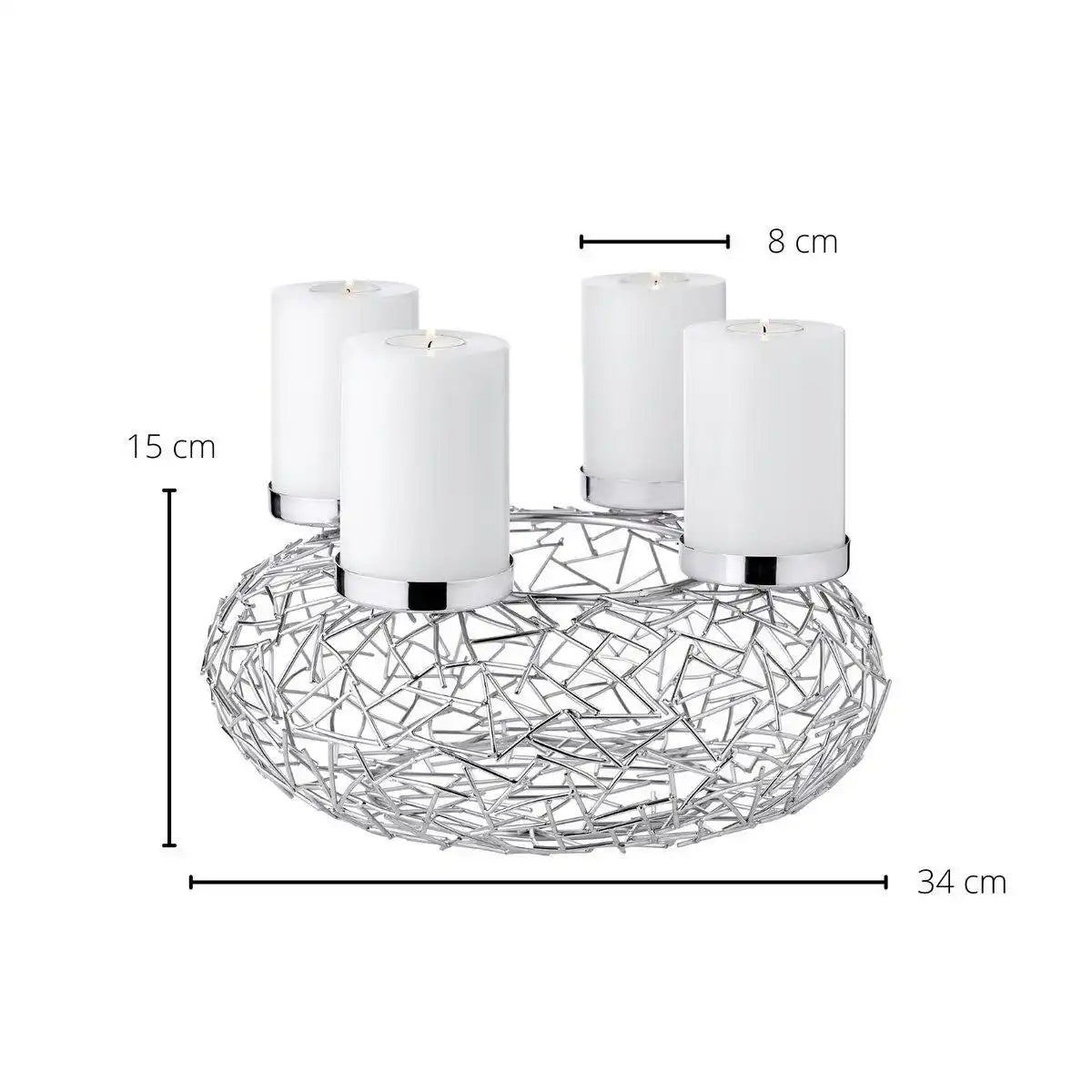Adventskranz Milano, Edelstahl glänzend vernickelt, Durchmesser 34 cm - HomeDesign Knaus
