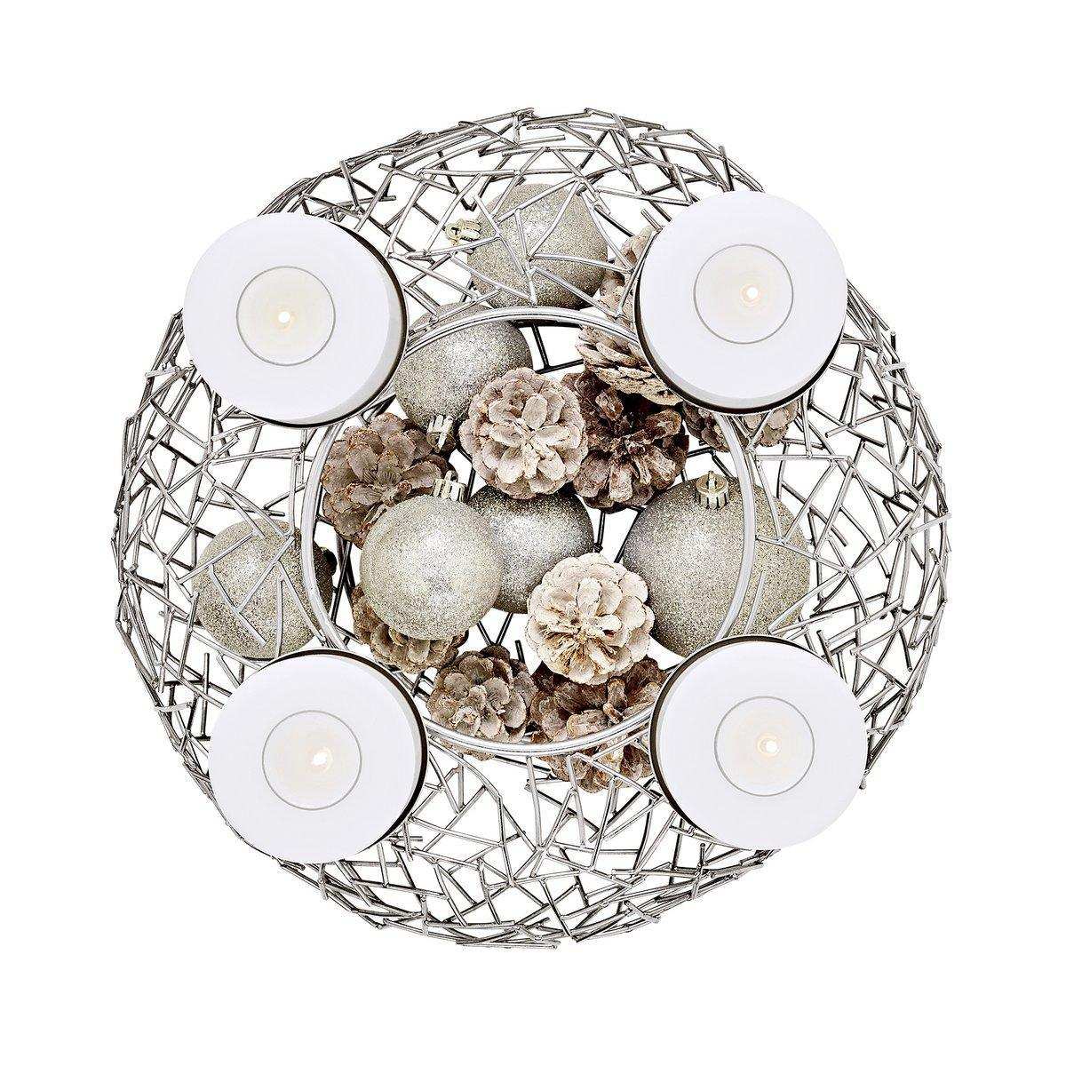 Adventskranz Milano, Edelstahl glänzend vernickelt, Durchmesser 34 cm - HomeDesign Knaus