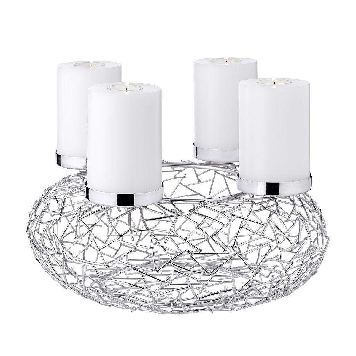 Adventskranz Milano, Edelstahl glänzend vernickelt, Durchmesser 34 cm - HomeDesign Knaus